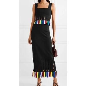 Staud Paradise Top Garage Skirt Set Cutout Knit Rainbow Fringe Sz XS